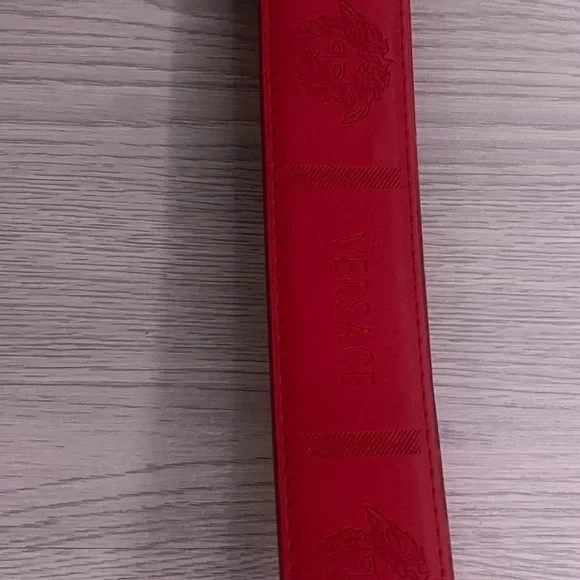 Versace Red Belt with Gold Medusa Buckle - Picture 4 of 8